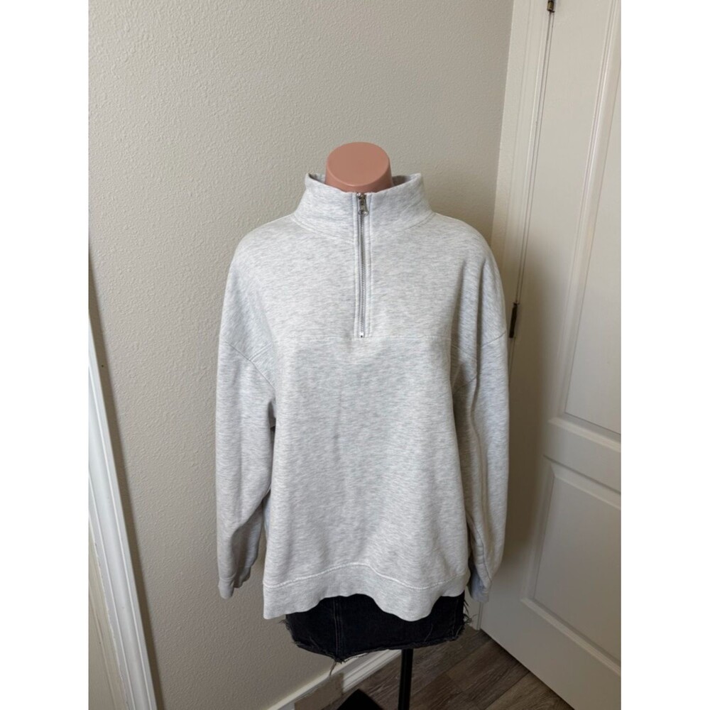 ASOS  Light Gray Quarter-Zip Mock Neck Sweatshirt Sz 10